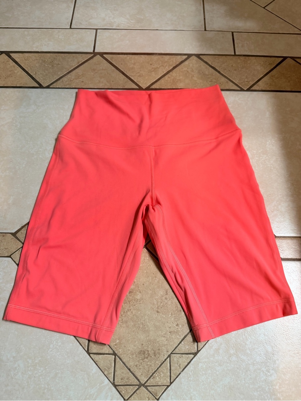 Lululemon High Rise Biker Shorts Coral Red Size 10 Longline